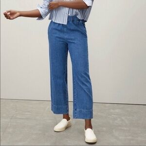 Everlane The Easy Jean Blue Size 2 Elastic Waist Pull On Wide Leg